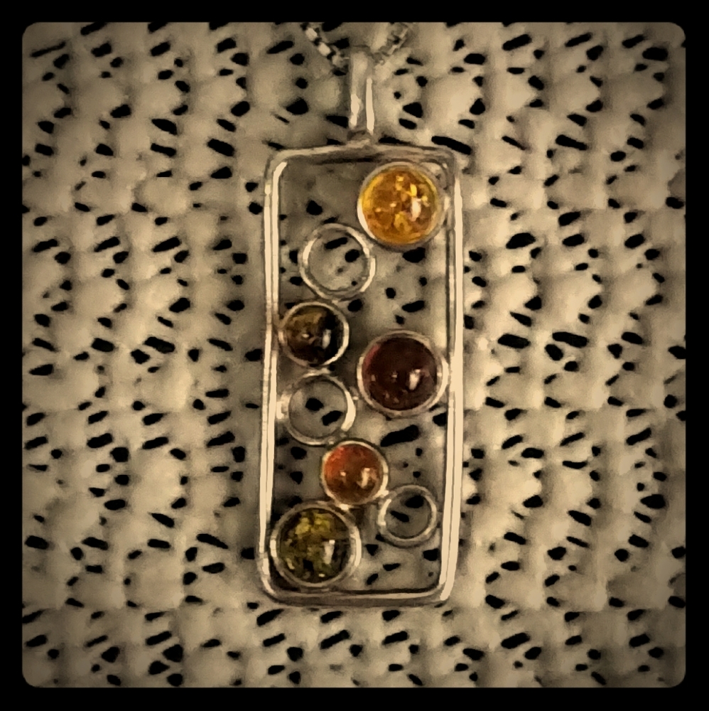 Sterling silver and amber pendant
